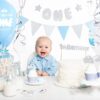 Girlanda 1st Birthday Niebieskie Flagietki