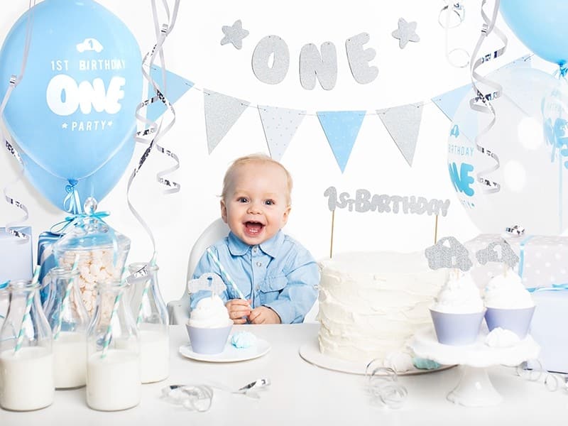 Girlanda 1st Birthday Niebieskie Flagietki