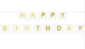 Girlanda Baner Happy Birthday białe flagi