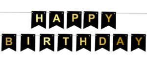 Girlanda Baner Happy Birthday czarne flagi