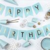 Girlanda Baner Happy Birthday niebieskie flagi