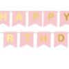 Girlanda Baner Happy Birthday różowe flagi