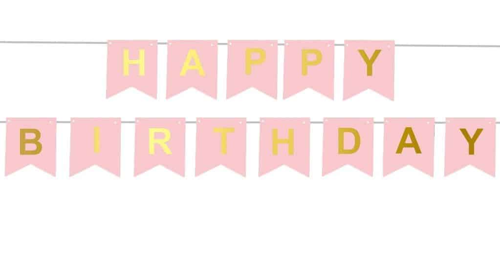 Girlanda Baner Happy Birthday różowe flagi