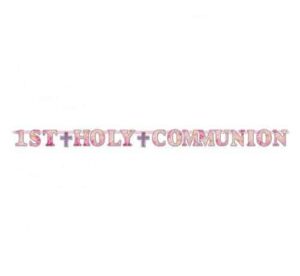 GIRLANDA KOMUNIJNA 1ST HOLY COMMUNION Różowa