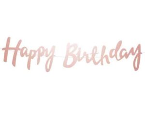 Girlanda lustrzana Happy Birthday rose gold