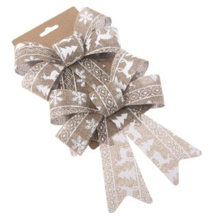 Kokardy na Choinkę Jutowe w Świąteczny Wzór M