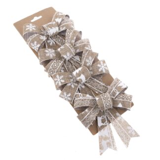 Kokardy na Choinkę Jutowe w Świąteczny Wzór S