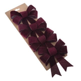 Kokardy na Choinkę Welurowe Bordowe S