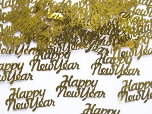 Konfetti Happy New Year, złote, 4x2cm