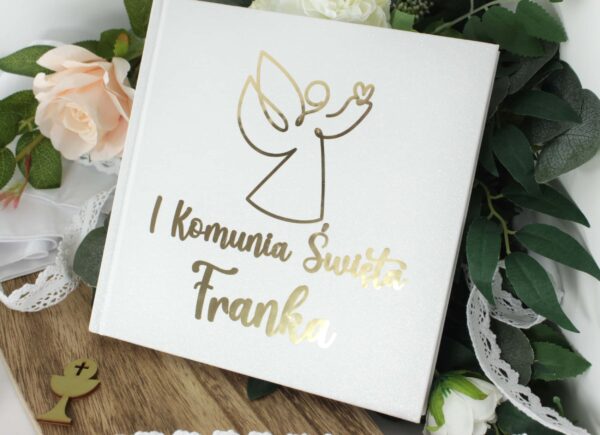Księga gości Komunia Biała Anioł Imię