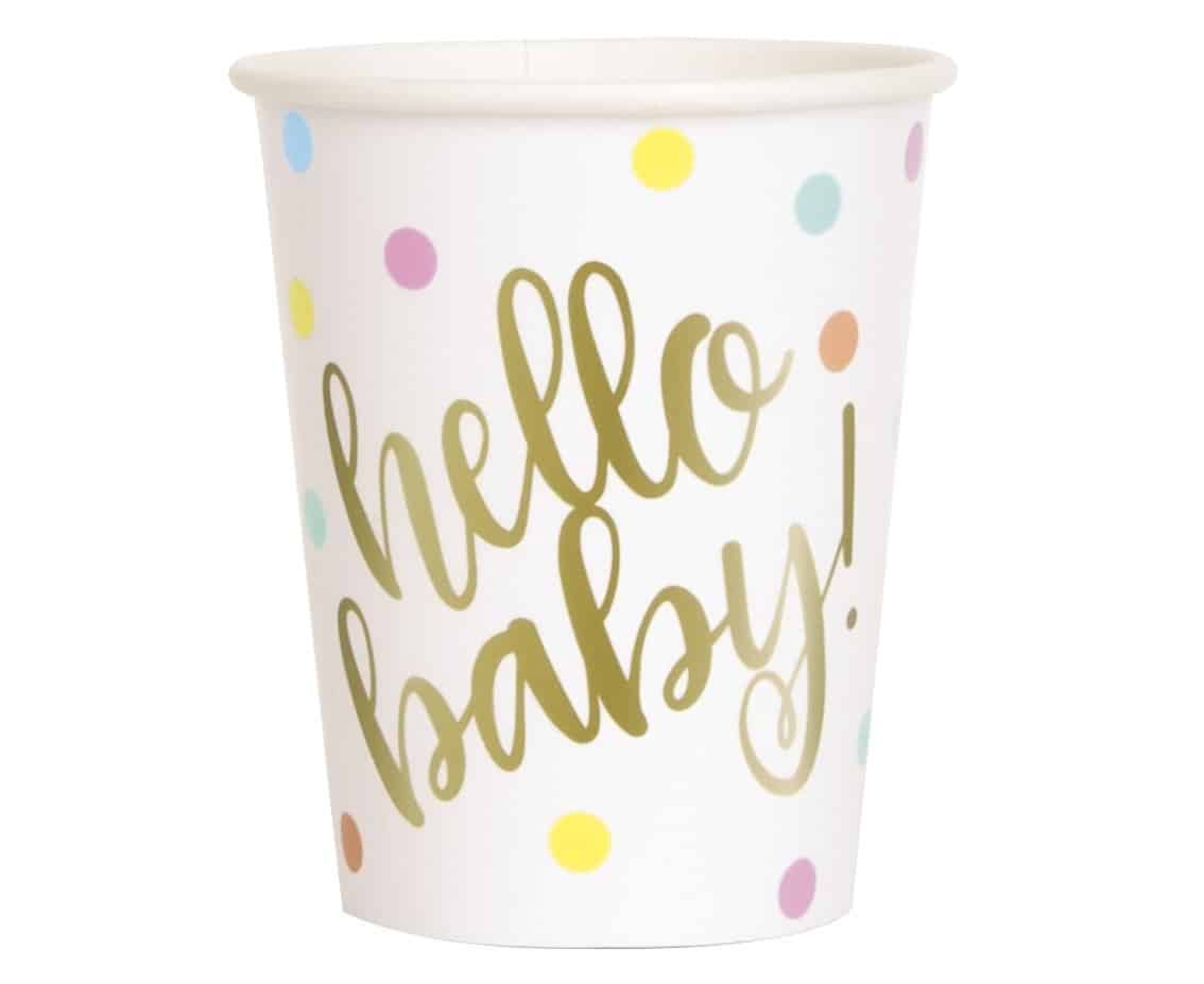 Kubeczki na baby shower Hello Baby