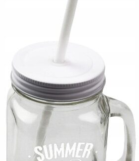 Kubek ze słomką do lemoniady Summer 450ml Biały