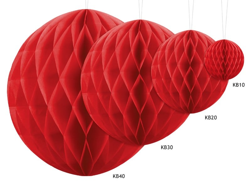Kula bibułowa Honey comb czerwona 20cm 