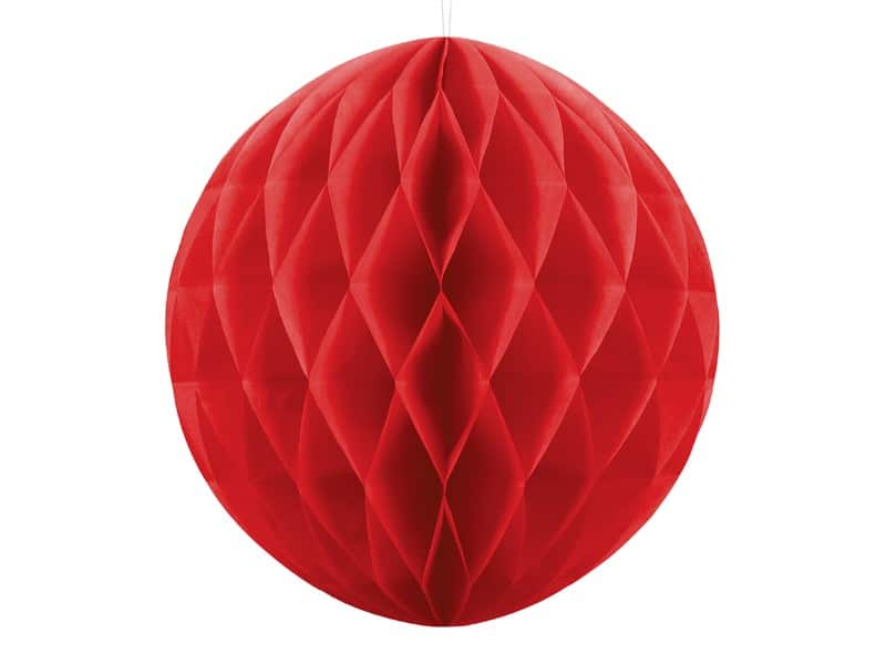 Kula bibułowa Honey comb czerwona 20cm 