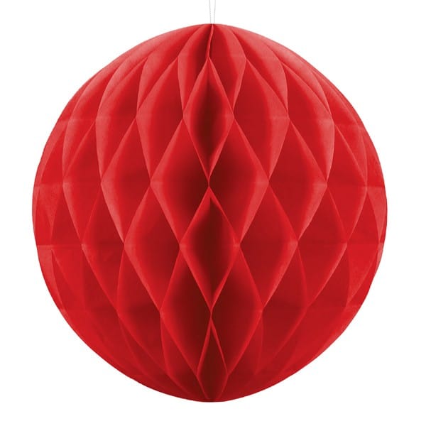 Kula bibułowa Honeycomb 30cm Czerwona