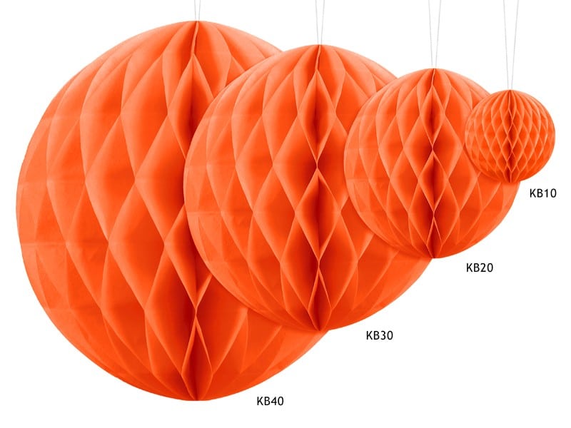 Kula bibułowa Honeycomb 30cm Pomarańczowa
