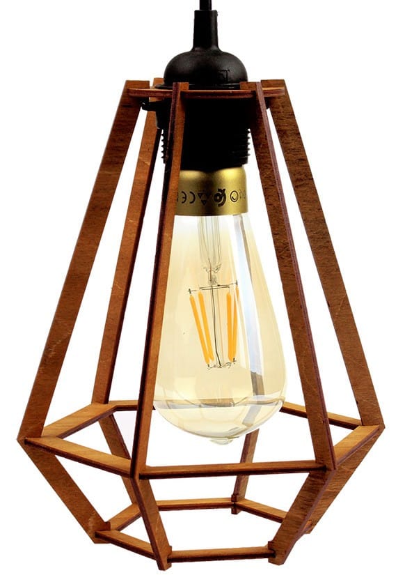 Lampa Sufitowa Wisząca Drewniana Model Diament 1