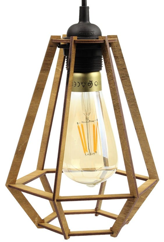 Lampa Sufitowa Wisząca Drewniana Model Diament 1