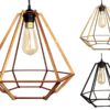Lampa Sufitowa Wisząca Drewniana Model Diament 2