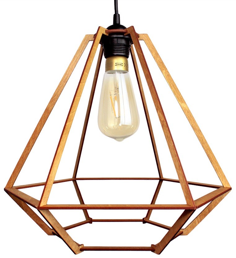 Lampa Sufitowa Wisząca Drewniana Model Diament 2