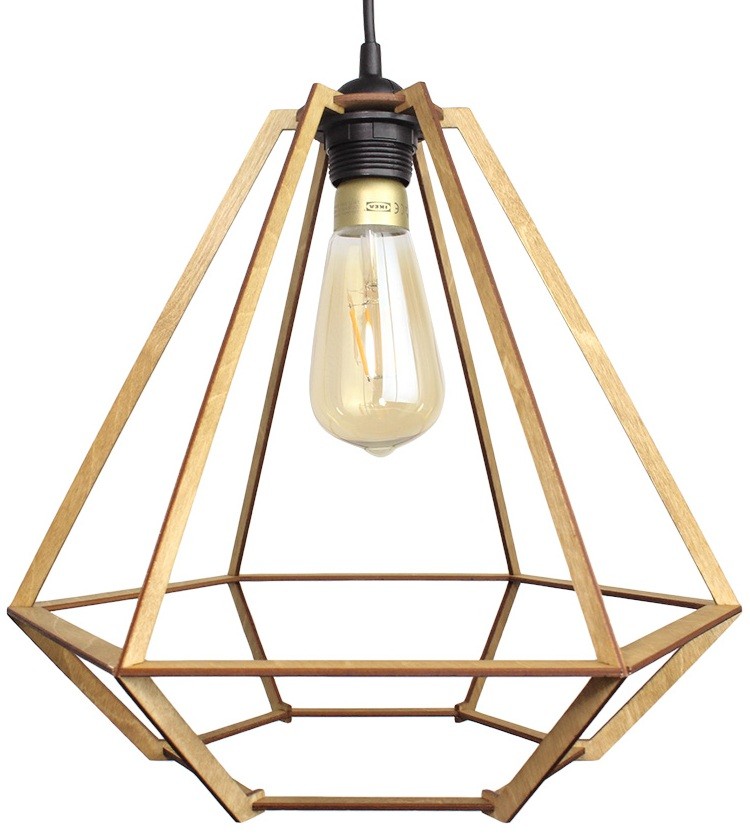 Lampa Sufitowa Wisząca Drewniana Model Diament 2