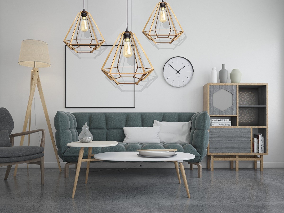 Lampa Sufitowa Wisząca Drewniana Model Diament 2