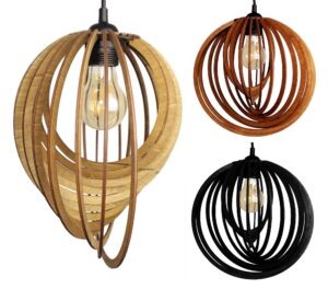 Lampa Sufitowa Wisząca Drewniana Model Eclipse