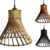 Lampa Sufitowa Wisząca Drewniana Model Słomiany Kapelusz