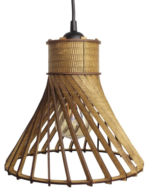 Lampa Sufitowa Wisząca Drewniana Model Słomiany Kapelusz