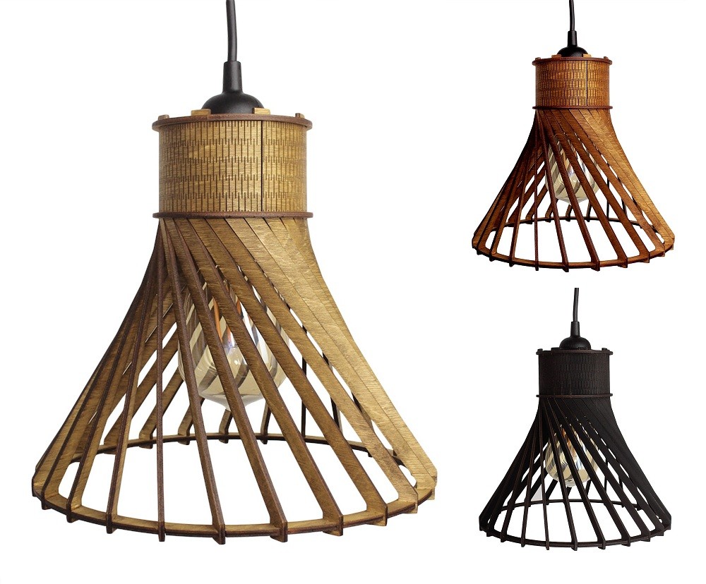 Lampa Sufitowa Wisząca Drewniana Model Słomiany Kapelusz