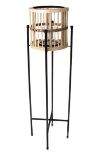 Lampion Bambusowy Świecznik Na Stelażu Okrągły 74cm