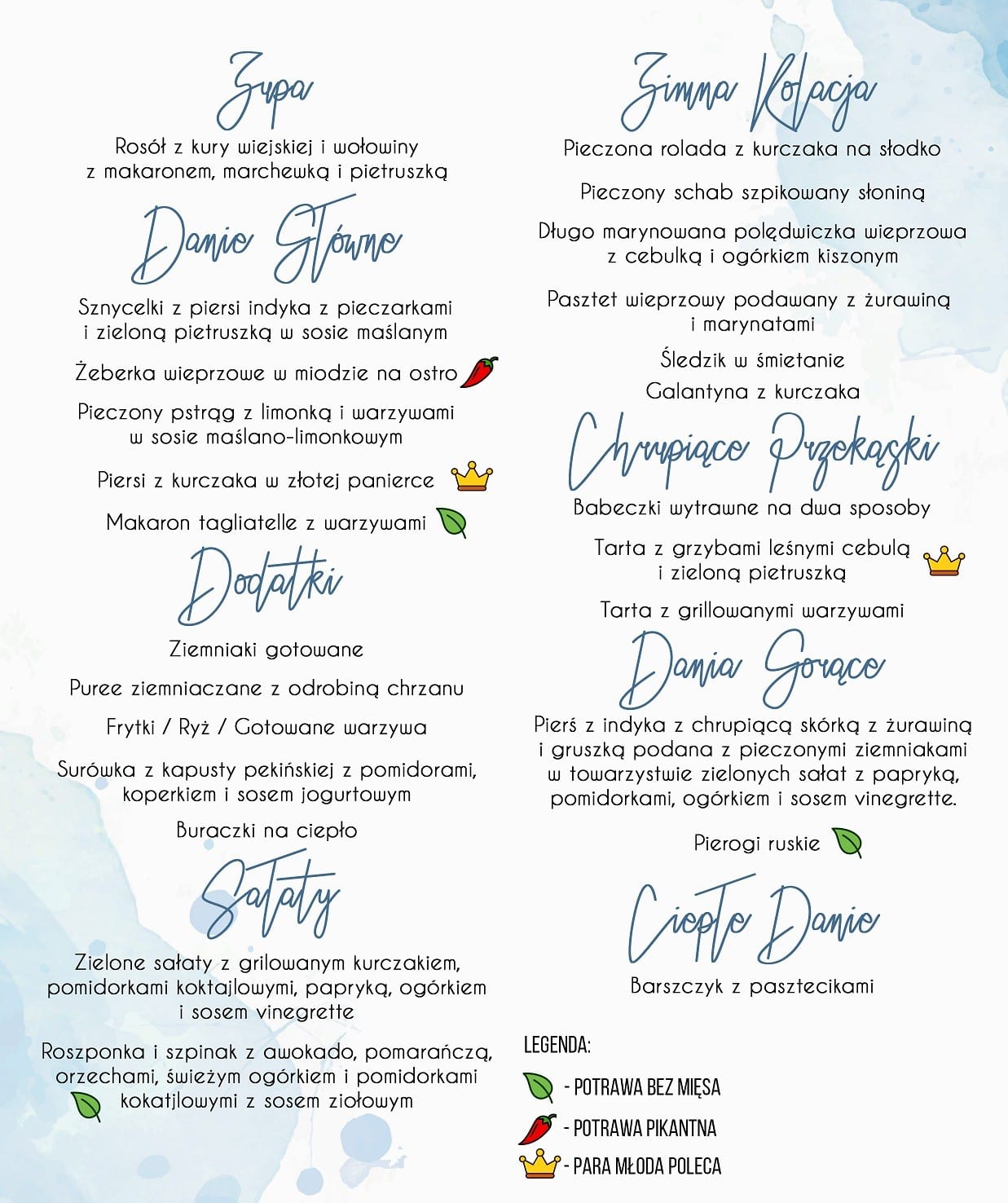 Menu Weselne Aqua Blue 