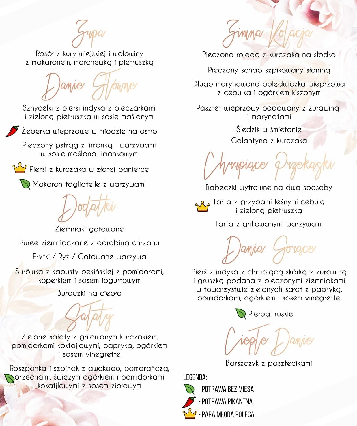 Menu Weselne Babie Lato 