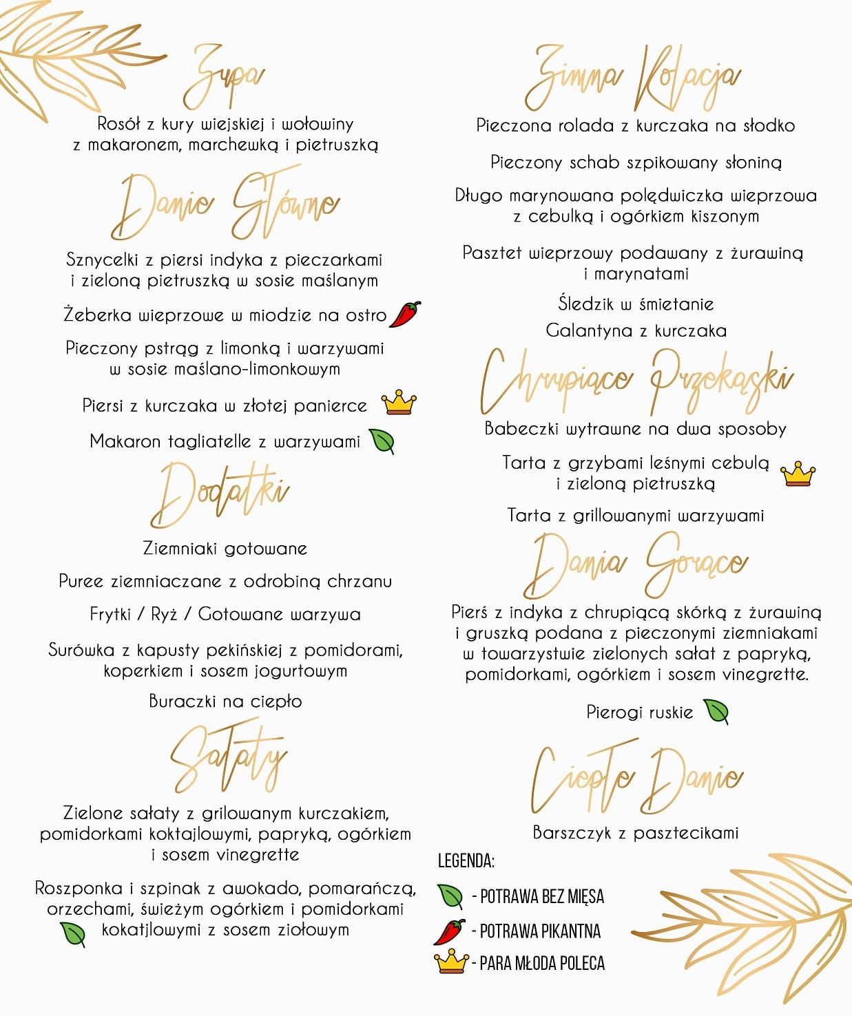 Menu Weselne Dandelion 