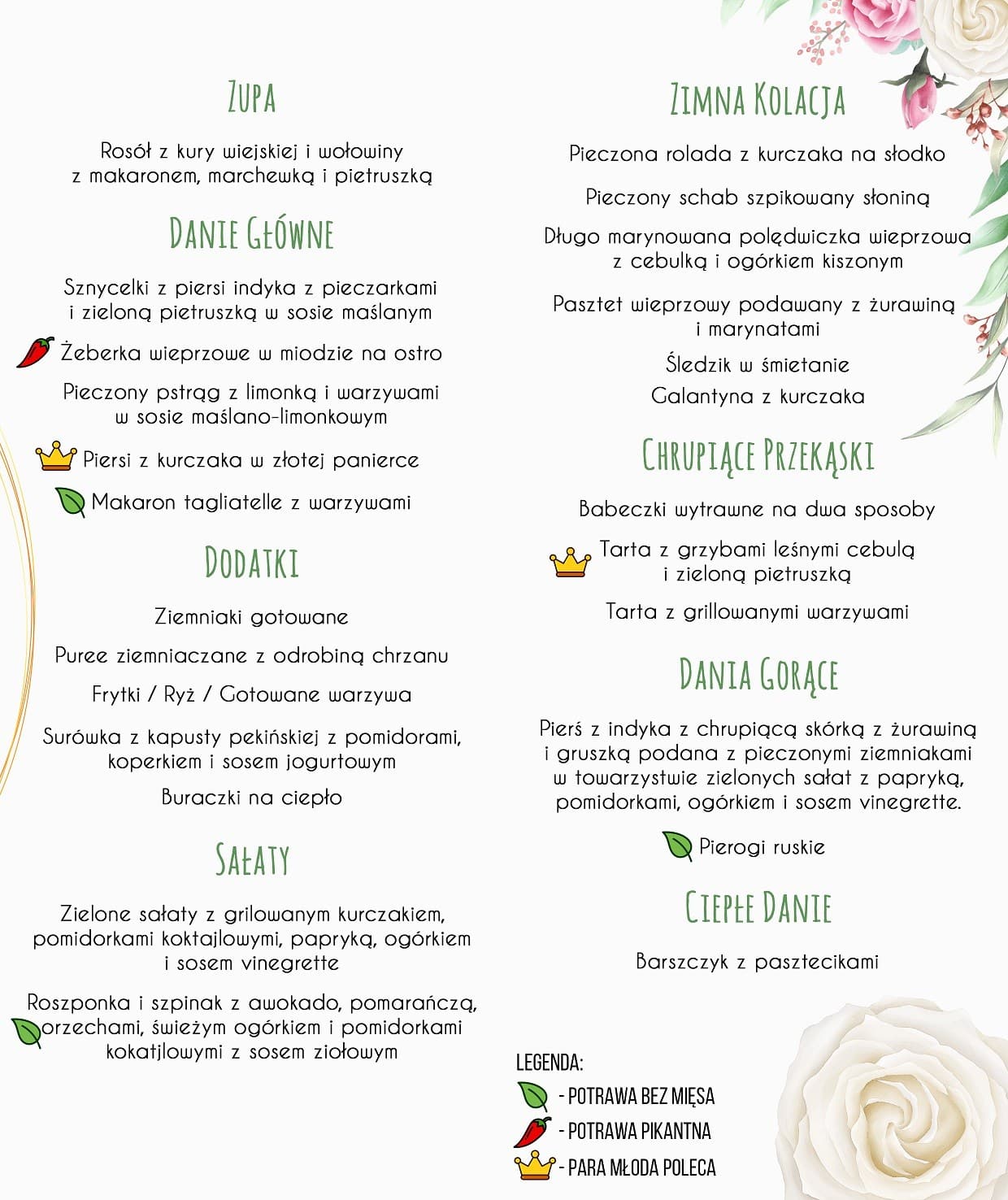 Menu Weselne Flower Rings 