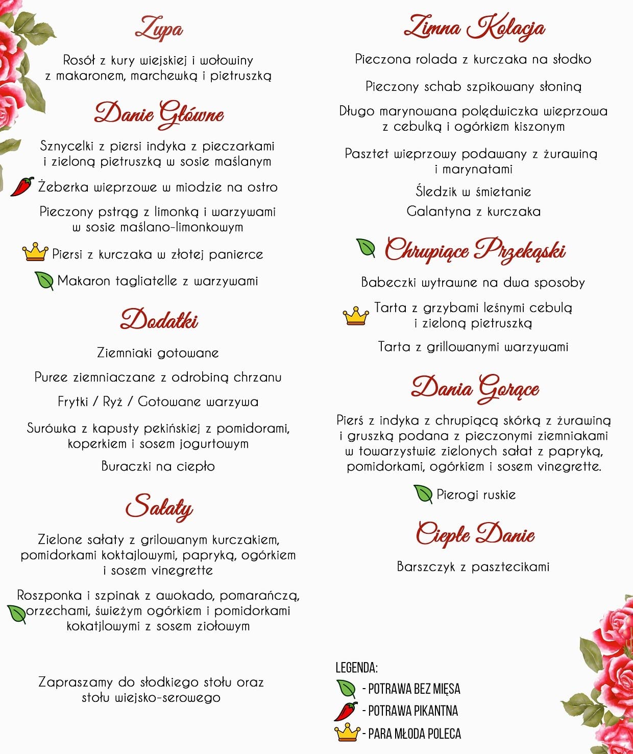 Menu Weselne Geo Serce 