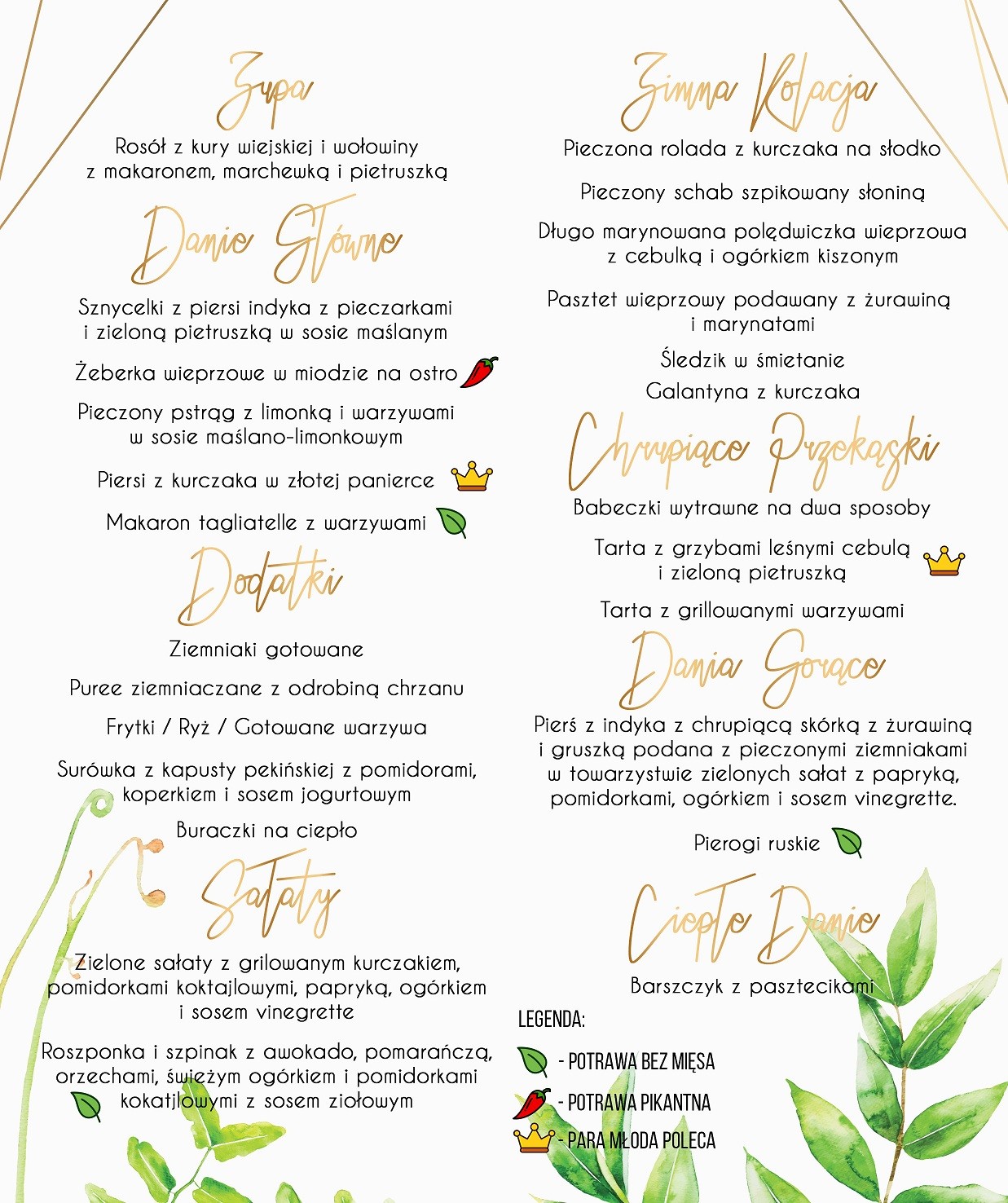 Menu Weselne Geo Spring 