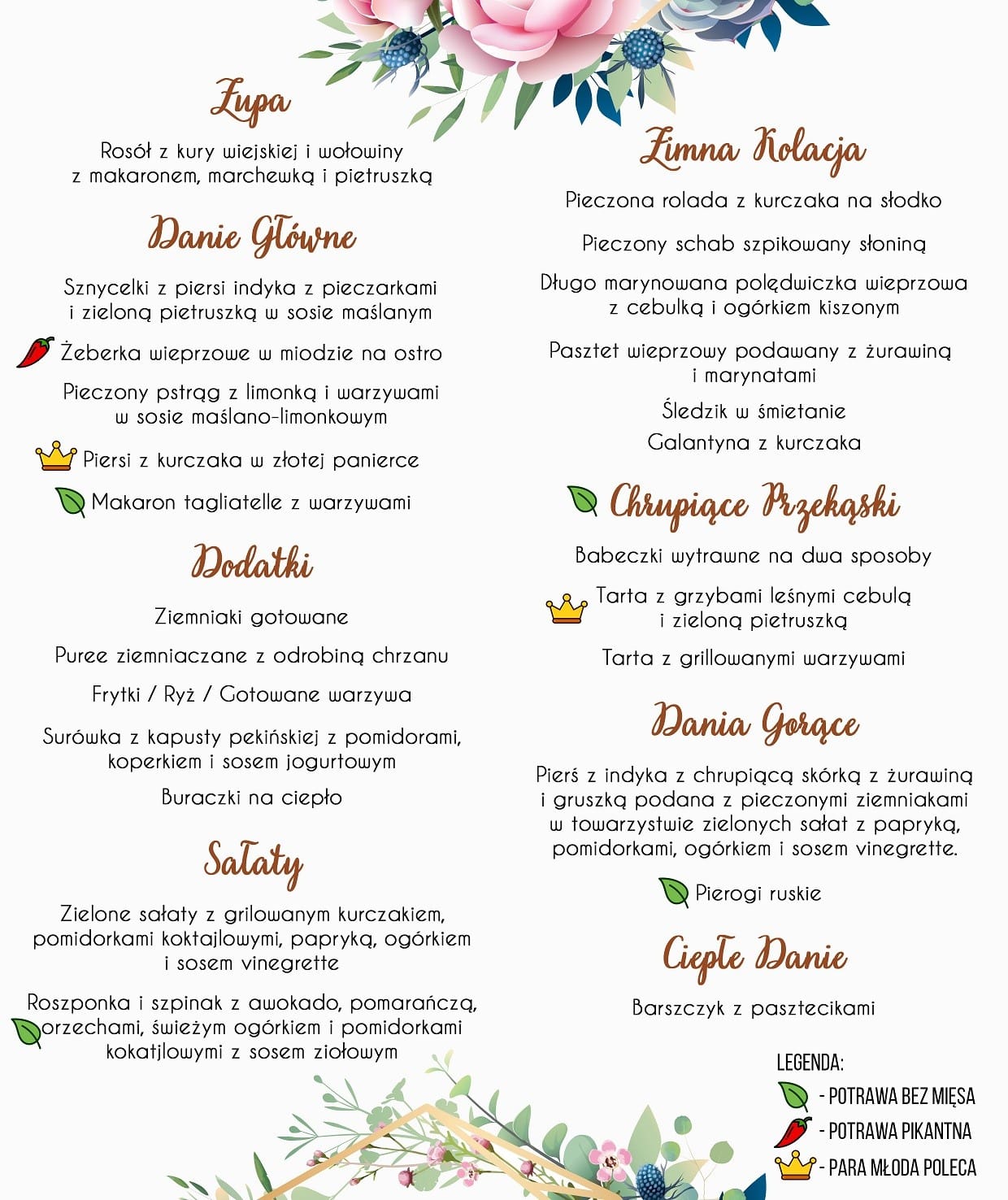 Menu Weselne Geometric Garden 