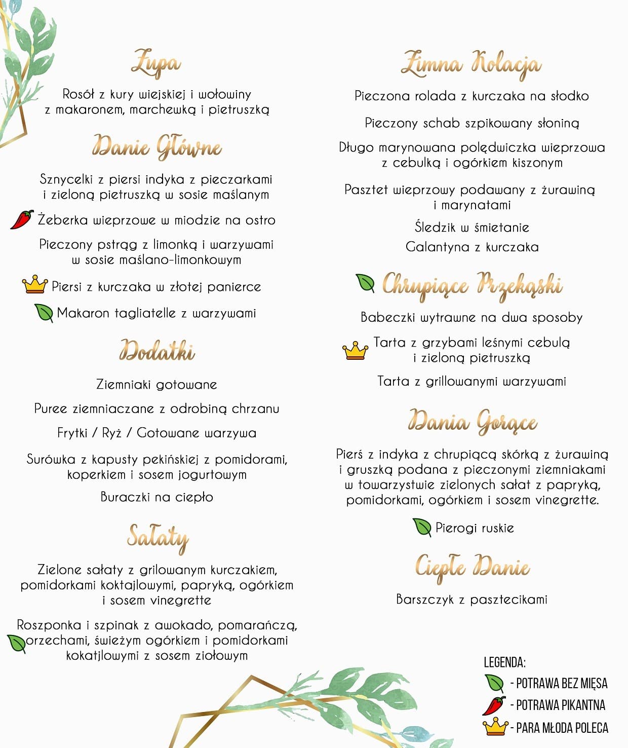 Menu Weselne Gold Olives 