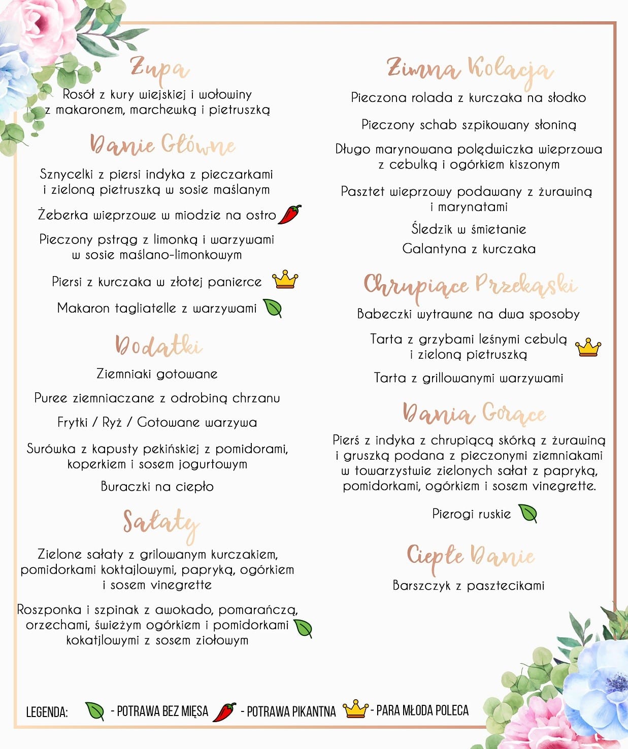Menu Weselne Harmony 