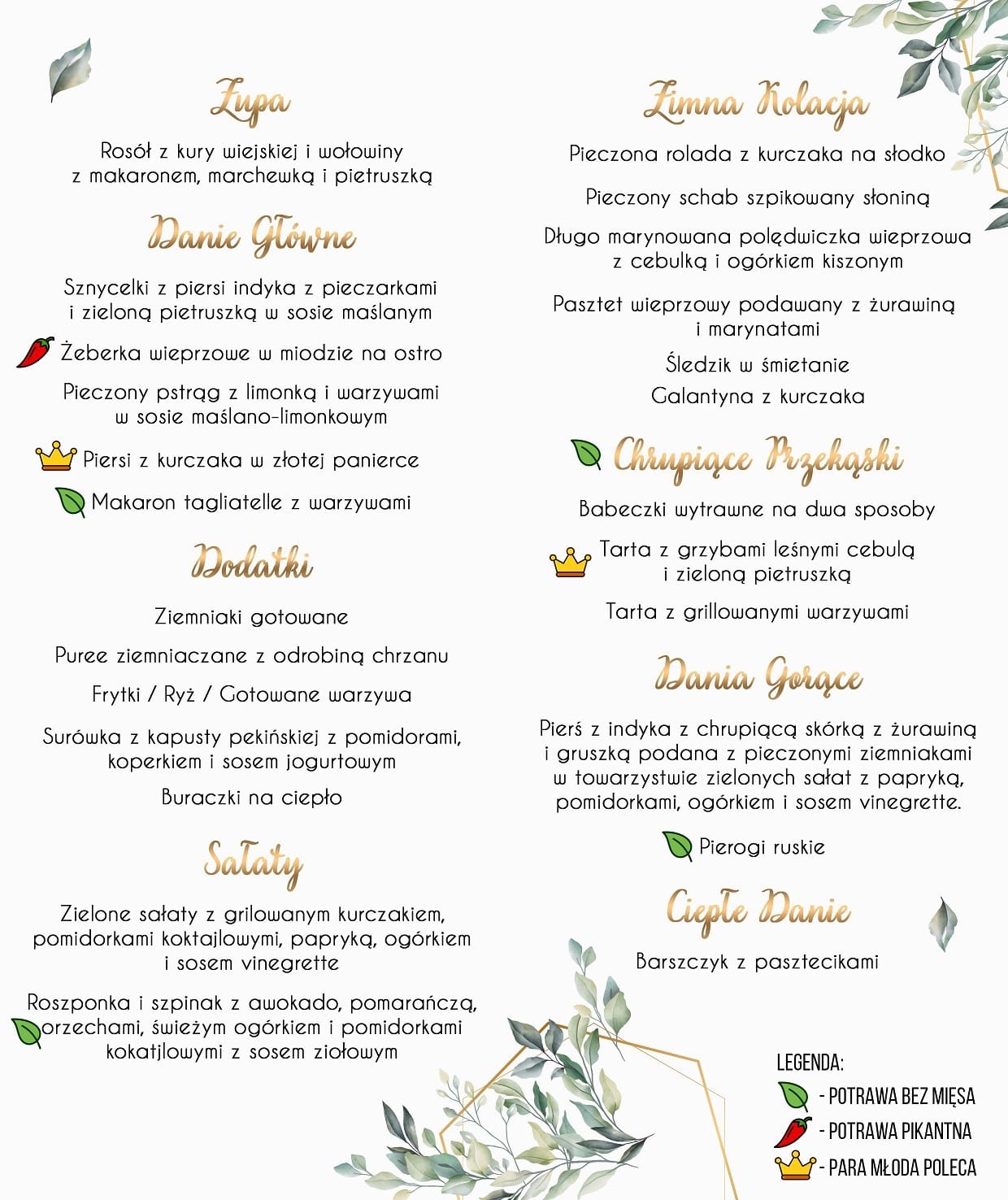 Menu Weselne Kwiatowe Boho 