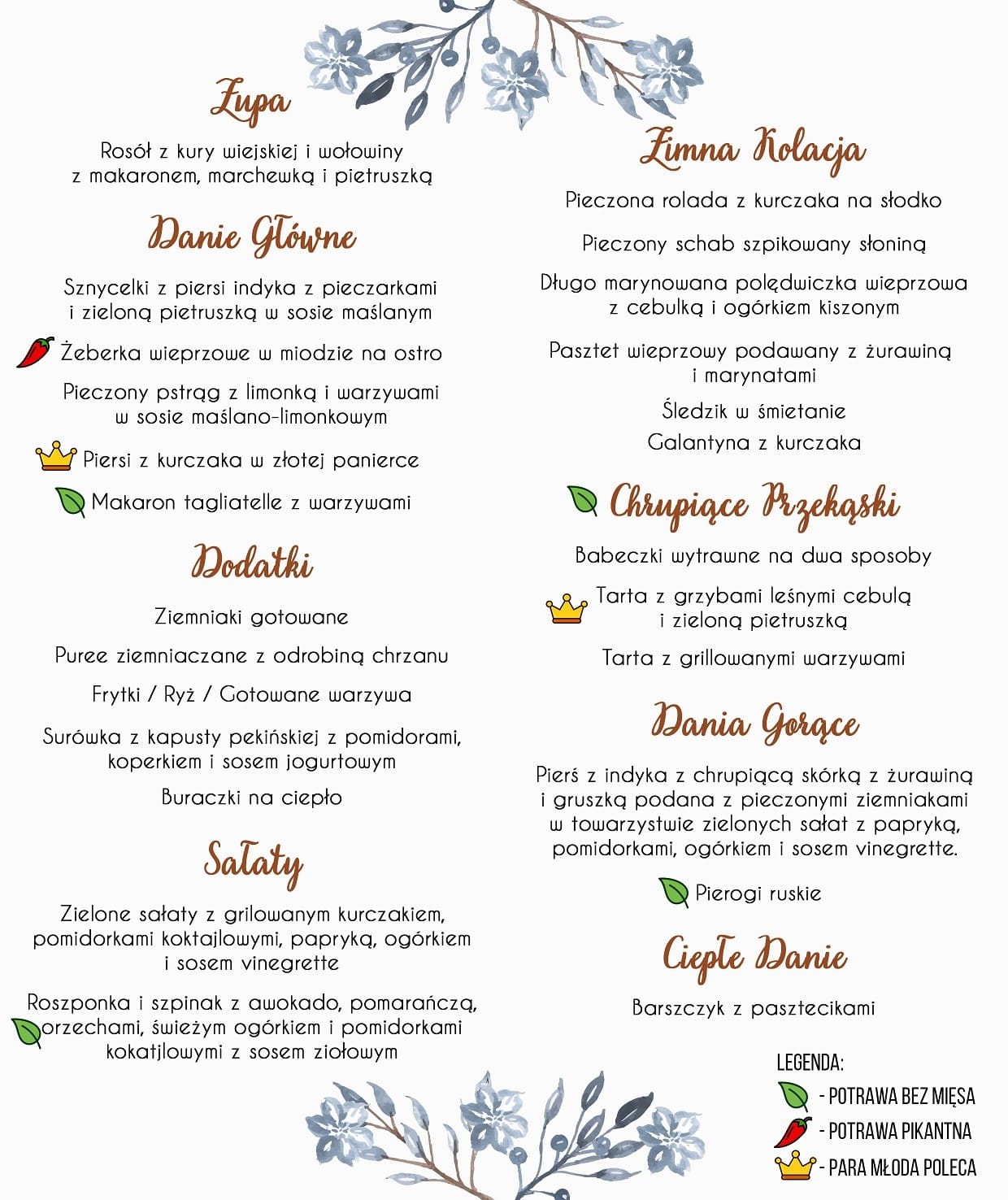 Menu Weselne Malowane Lilie 
