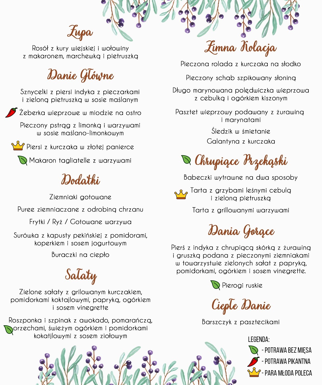 Menu Weselne Miętowa Jagoda 