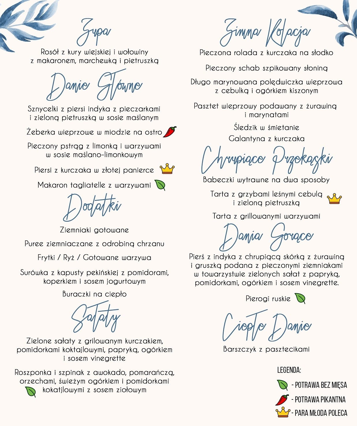 Menu Weselne Royal Blue 