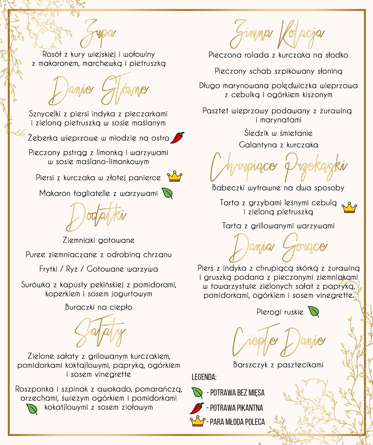 Menu Weselne Royal Gold 
