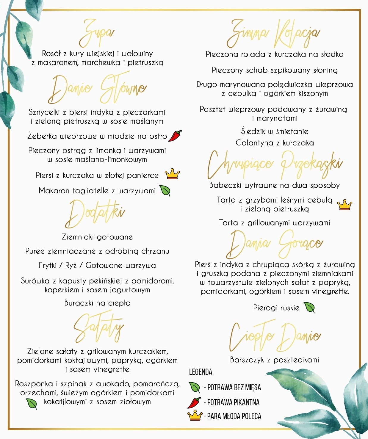 Menu Weselne Royal Green 