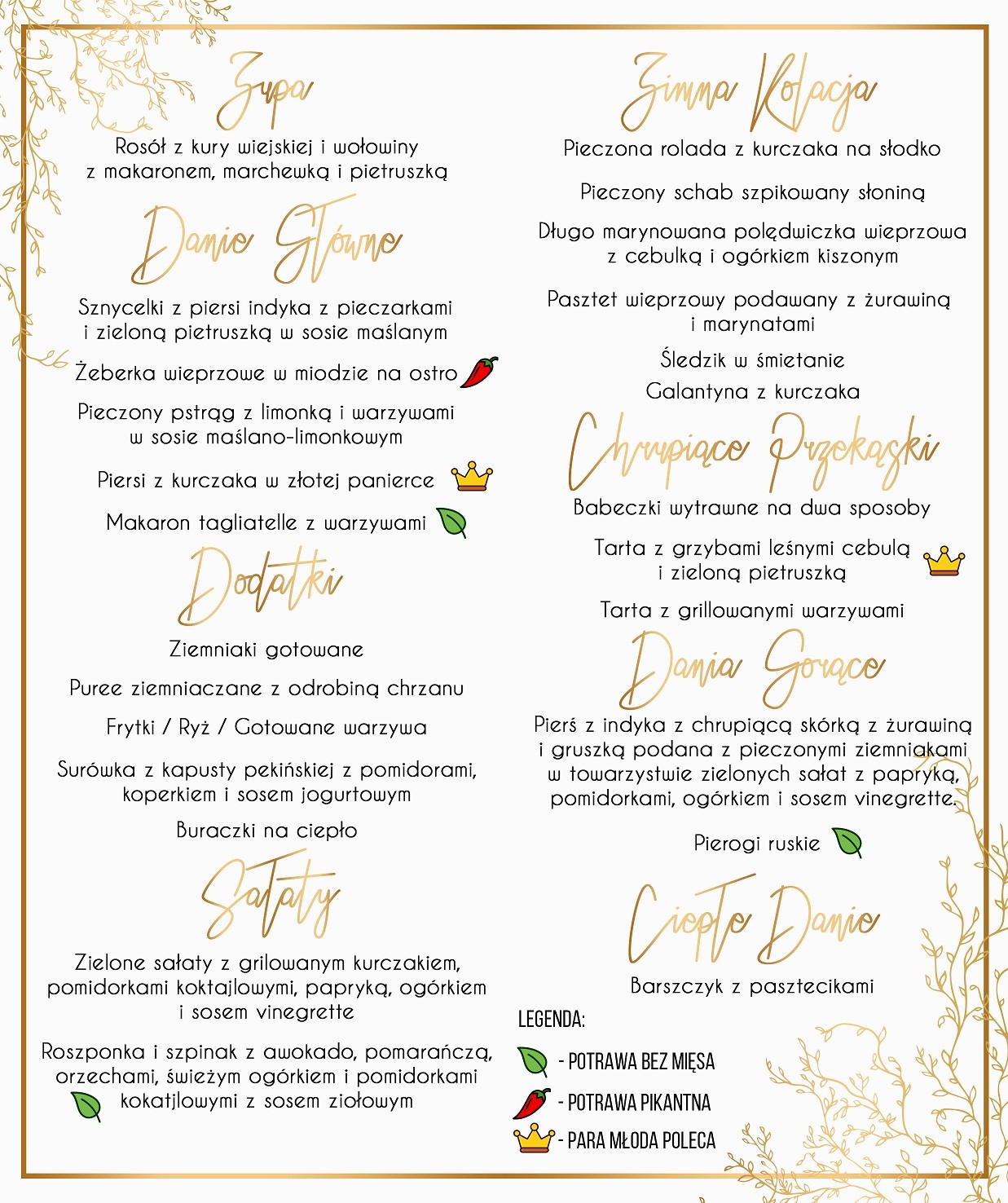 Menu Weselne Royal Red 