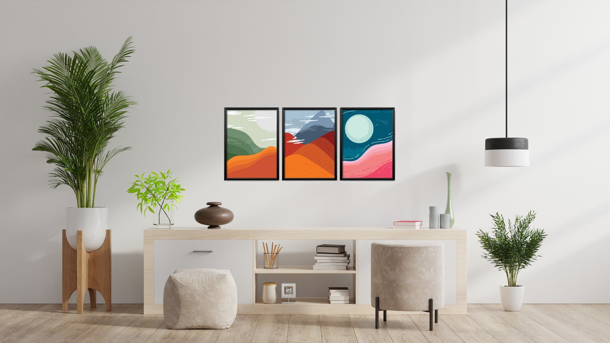 Obrazy w Drewnianej Ramie 90x40cm Abstract