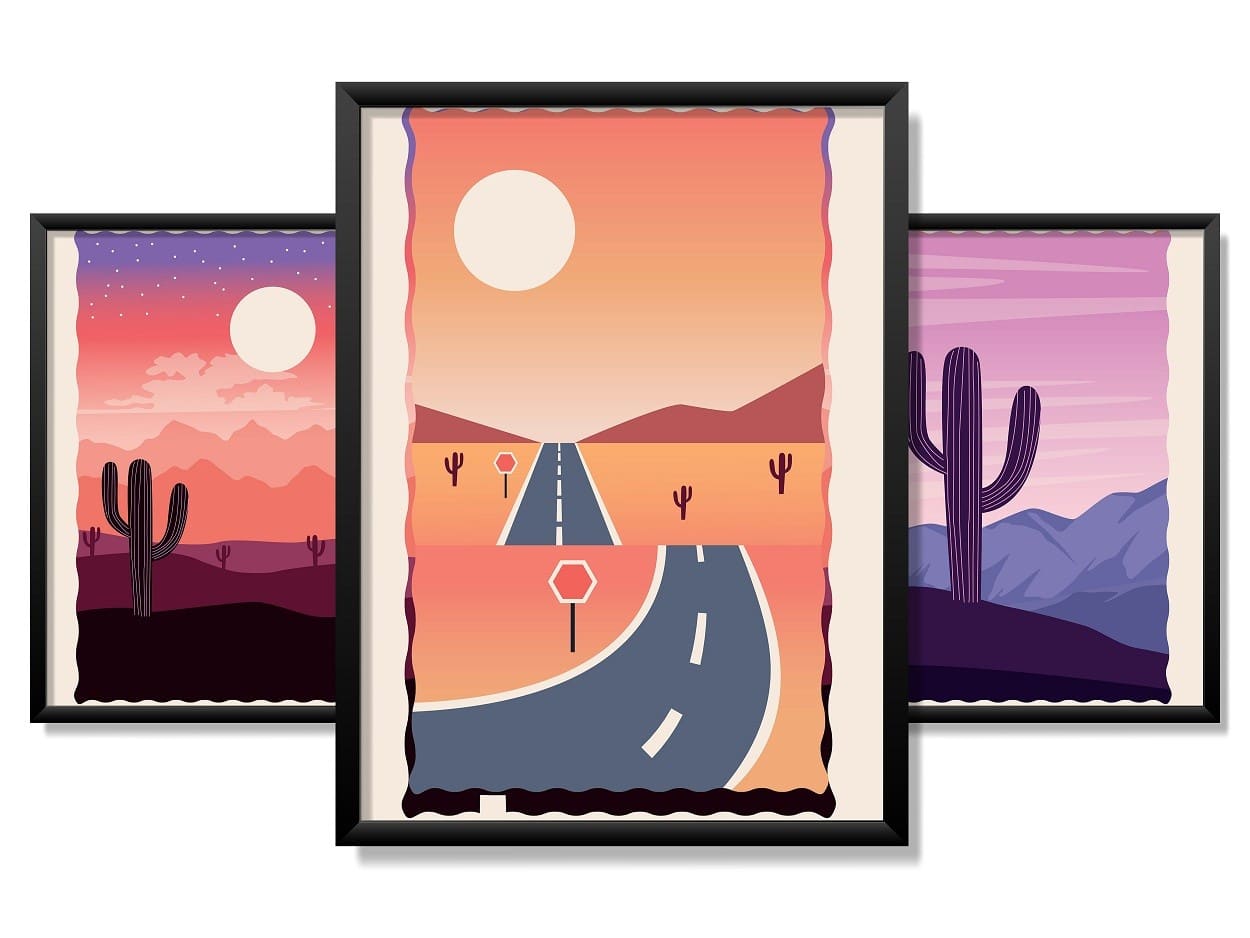 Obrazy w Drewnianej Ramie 90x40cm American Road