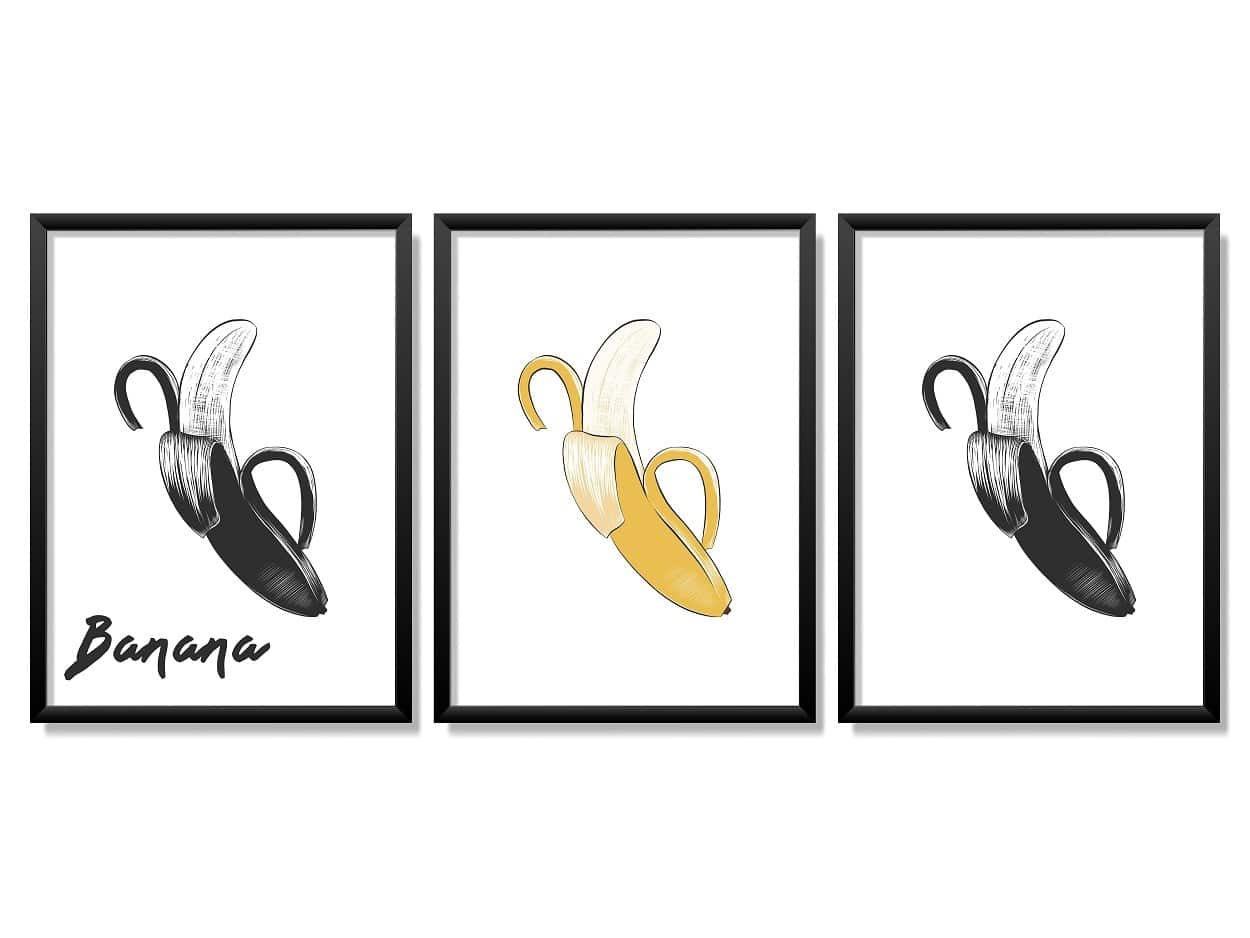 Obrazy w Drewnianej Ramie 90x40cm Banana Power